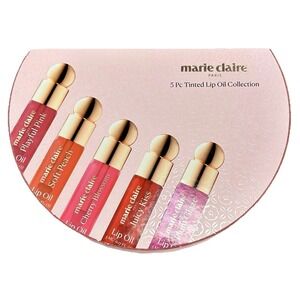 Marie Claire Paris 5‑Piece Tinted Lip Oil Set Glossy Sheer Hydrating